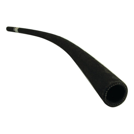 Close-up of the black, flexible Sparex Radiator Hose - S.56002 with a smooth surface and hollow interior, tapering off towards the top of the image. This 19mm hose is reinforced with Rayon cord for added durability.