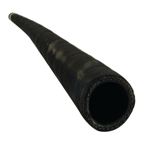 A black, anti-freeze resistant Radiator Hose - S.56006 by Sparex, featuring a ribbed surface, stretches from a narrow end in the distance to a wider opening in the foreground.