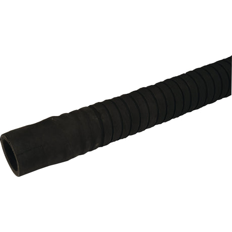 The Sparex Convoluted Radiator Hose - S.56026, a black rubber hose measuring 1 meter in length, is displayed against a plain white background. Its flexible design includes a ribbed texture for enhanced durability.