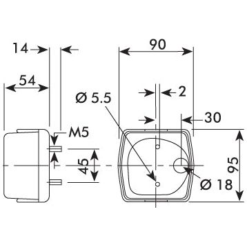 Technical diagram of a Sparex Halogen Rear Combination Light 12/24V, RH - S.56082 component with measurements, including dimensions, hole diameters, and screw placements.