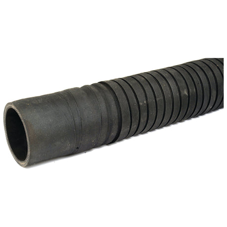 A close-up view of the Sparex Convoluted Radiator Hose - S.56093, featuring a 45mm black rubber construction with a smooth inner lining, ribbed and flexible, positioned diagonally against a white background. Its temperature range is -30° to +110°C.