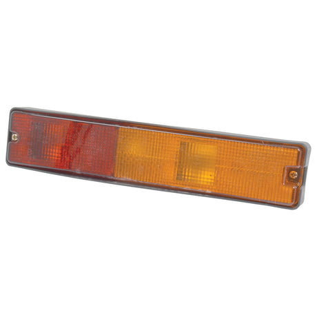 The Sparex Rear Combination Light (Halogen) features a durable polycarbonate lens and includes red, orange, and yellow sections for brake, tail, and indicator functions. This rectangular light is suitable for both RH & LH applications and operates on 12/24V - S.56108.