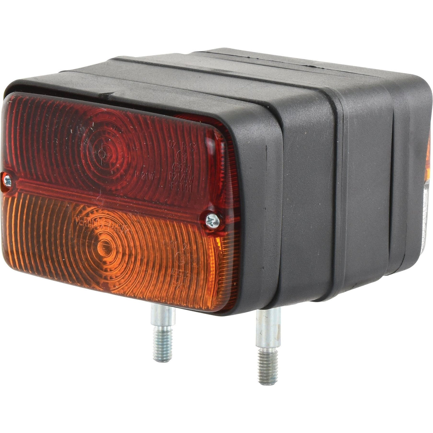 The product is a rectangular black casing with red and amber lenses, featuring two metal bolts extending from the bottom. It is likely the "Side Light - Front/Rear (Halogen), RH & LH, 12/24V - S.56122" by Sparex.