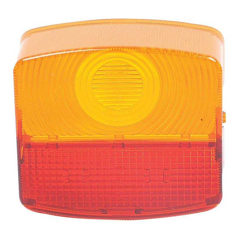 Close-up of a rectangular two-tone light cover with an orange upper section and a red lower section, featuring the Sparex Replacement Lens (Sparex Part No. S.56158) which fits models S.56084 & S.56088.