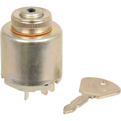 The Sparex Ignition Switch, part number S.56239, is a metal key switch lock with three prongs and comes with a single metal key. It is suitable for Landini and Massey Ferguson switch ignitions.