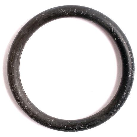 A close-up view of a Sparex O Ring 1/8'' x 1 3/16'' (BS217) 70 Shore, part number S.5654, made from Nitrile Rubber, with signs of wear and small white particles on its surface, designed for a temperature range of -40°C to +135°C.