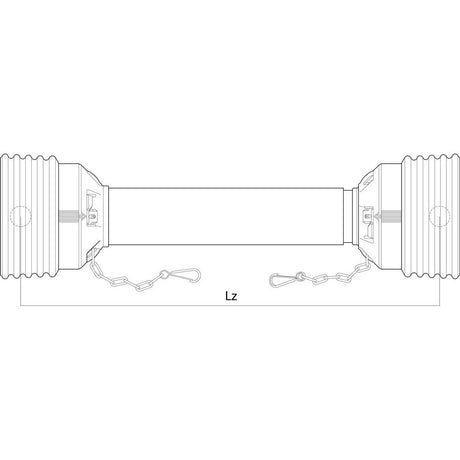 Technical line drawing of the Sparex PTO Guard - Easylock industrial component, featuring two rectangular connectors on each end labeled "Lz" indicating a length of 1010mm. Chains attached to the connectors and a Small Guard for added protection are also shown. (Supplied with Sparex Part No.S.56601)