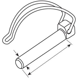 Line drawing of a Sparex Pipe Linch Pin with a curved lever attached, shown with arrows pointing to the Ø10mm x 60mm pin's length and diameter. (Product is packaged in sets of 5 under Agripak, Sparex Part No.S.56683).