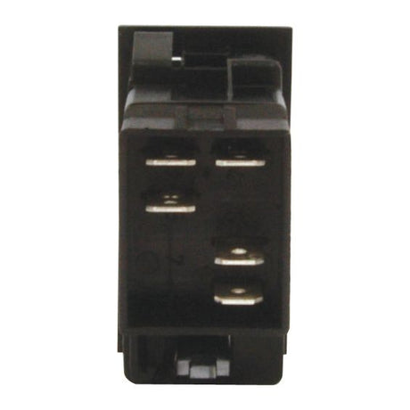 Close-up view of the Sparex Rocker Switch - Main Beam, 3 Position (Off/1/2) - S.56691, featuring a black plastic electrical connector with six metal pins, designed for 12V DC applications.