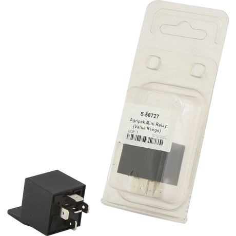 A Sparex Mini Relay (Agripak 1 pc.), identified by Part No. S.56727, comes with a value range label, and the 12V relay component is displayed outside the packaging.