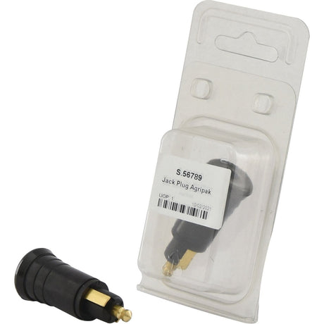 Black and gold Jack Plug Agripak in clear plastic packaging with a label displaying "Sparex Part No. S.56789.