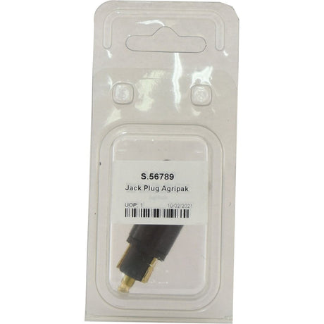 Plastic packaging containing a Jack Plug Agripak from Sparex, labeled with part number S.56789 and stamped with the date 10/02/2021.