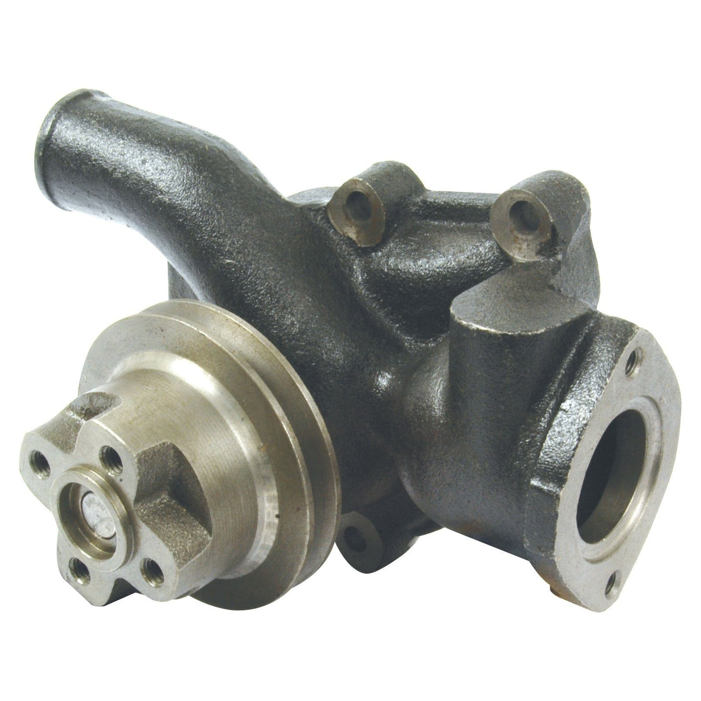 The Sparex Water Pump Assembly (Part No. S.56853) is a metallic automotive component designed with a flange and bolt holes for mounting, compatible with the David Brown 850, and features a single groove V-style pulley.