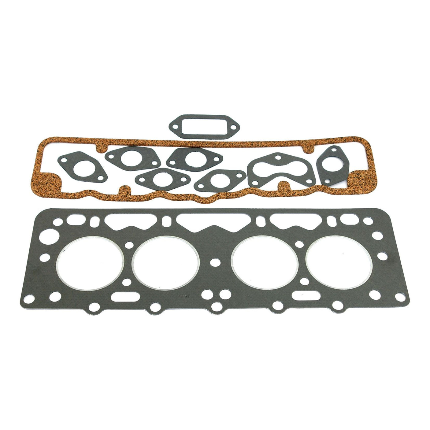 Image shows two vehicle gaskets: a head gasket and an exhaust gasket, both laid out on a white background. Part of the Top Gasket Set - 4 Cyl. (AD4/47) by Sparex, Sparex Part No.S.56935 for David Brown AD4/47 engines.