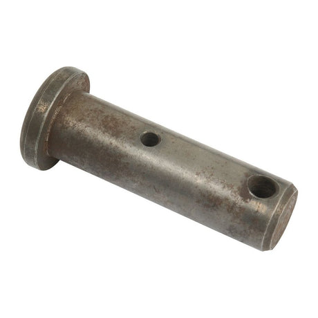 Introducing the Pin (Sparex Part No. S.56944) by Sparex — a high-quality metal Power Steering Cylinder Pin featuring two holes along its length and a flange at one end. Ideal for use in Case IH or International Harvester machinery.