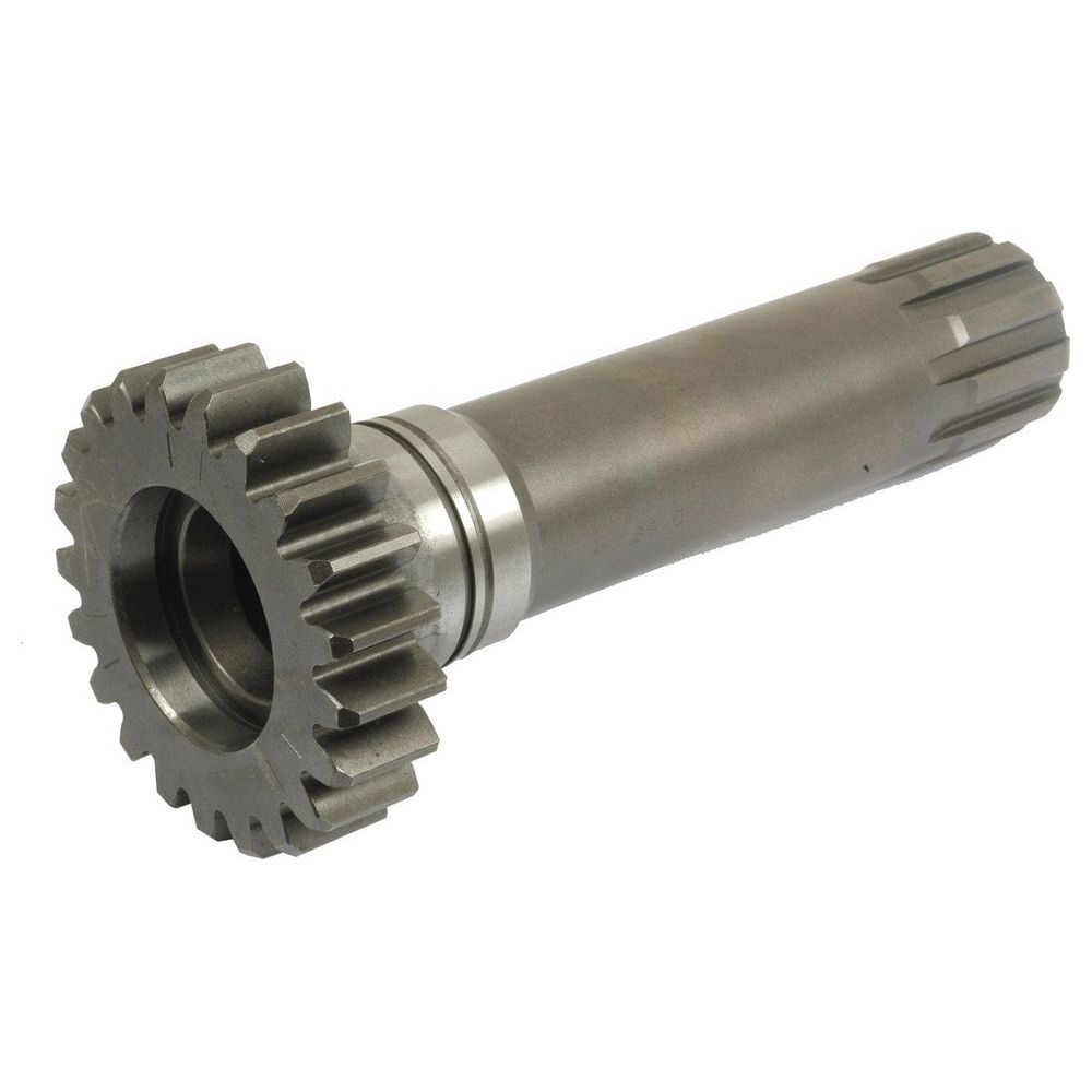 A PTO Shaft - S.56948 by Sparex, featuring a grooved cylindrical metal body and a toothed gear at one end, measuring 197 mm in length, used in mechanical and industrial applications.