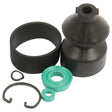 A set of black and green rubber components and rings, likely parts for a mechanical or plumbing repair, such as those found in an International Harvester Brake Master Cylinder, is available under the product name Brake Cylinder Repair Kit | Sparex Part No.S.56966 by the brand Sparex.