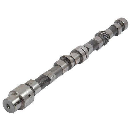 The Camshaft 4 Cyl. | Sparex Part No. S.56986 is a metal camshaft featuring various lobes and bearings, designed for use in internal combustion engines to control valve timing. This Sparex product is frequently utilized in machinery from Case IH and International Harvester, ensuring precise performance and reliability.