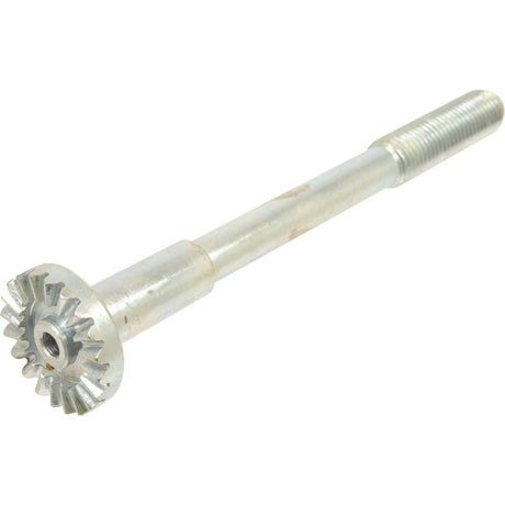 A Levelling Box Shaft from Sparex, featuring a metallic cylindrical shape with an M20x2.5 metric threaded end and a gearwheel on the opposite end, identified as Sparex Part No.S.57055.