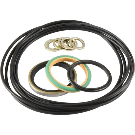 A Seal Kit (Orbital Steering Unit) featuring various sizes of black O-rings, green and gold gaskets, and metallic washers from Sparex (Part No. S.57264) arranged on a white background.