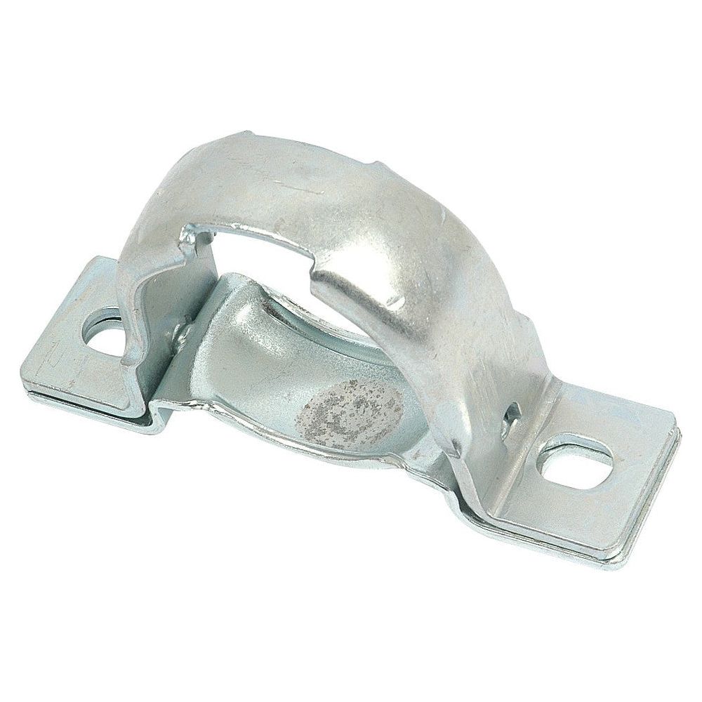 The Sparex Bearing Housing (PP206), Sparex Part No. S.57277, is a metallic bearing retainer clamp with a curved top section and flat base, featuring two mounting holes.