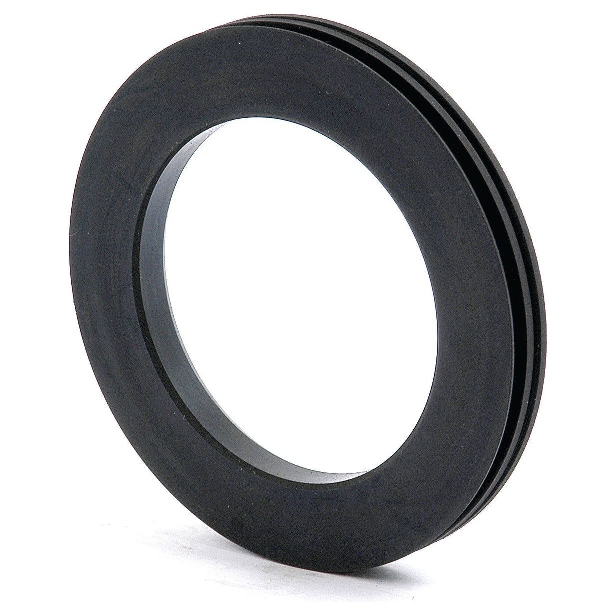 An oil seal with dimensions 44.5 x 65 x 7mm, featuring a black circular design, smooth inner surface, and ridged outer ring for precision, by Sparex (Part No. S.57281).