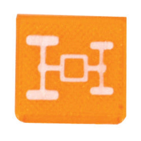 An orange square icon with a white symbol depicting a vehicle's 4 Wheel Drive drivetrain layout, similar to classic imagery often found on the Sparex Rocker Switch Insert - 4 Wheel Drive (Sparex Part No. S.57349).