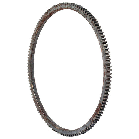 The Sparex Ring Gear - S.57358, a meticulously designed metal gear ring with teeth around the outer edge, is presented against a plain white background, showcasing its precise number of teeth to ensure optimal performance.