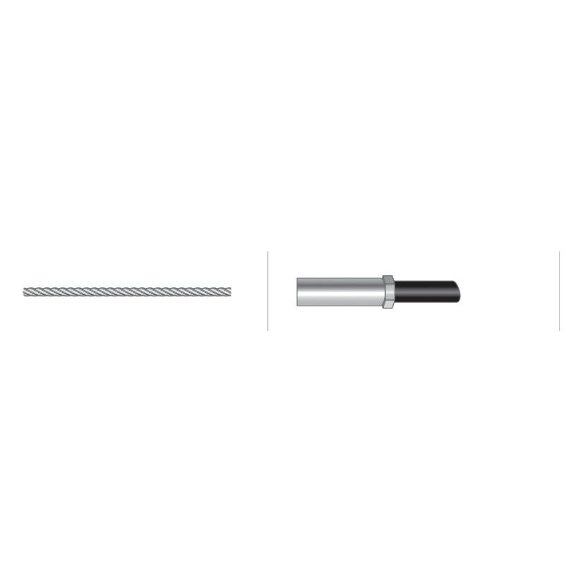 An illustration of an Engine Stop Cable, specifically the Sparex S.57377 with a length of 1327mm and an outer cable length of 1202mm, on the left and a coaxial cable connector on the right, both separated by vertical lines.