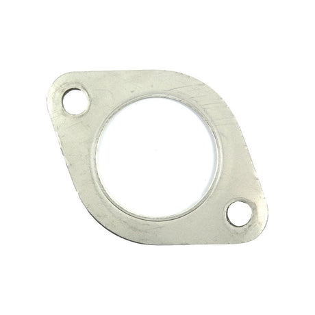 The Sparex Exhaust Manifold Gasket (Part No. S.57393) is a metal gasket featuring two circular holes on either side and a larger circular opening in the center, specifically designed for use in machinery or automotive applications, making it particularly suitable for Case IH equipment.