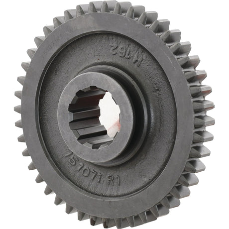 Close-up of the Sliding Gear (Sparex Part No. S.57415) with intricate teeth, showing a central hole for mounting on a shaft. This Sparex gear, compatible with Case IH / International Harvester models, has numbers and markings etched on its surface.