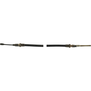 Two disconnected segments of a Sparex Brake Cable - Length: 1830mm, Outer cable length: 1588mm, with metal fittings on each end, laid out horizontally against a white background.