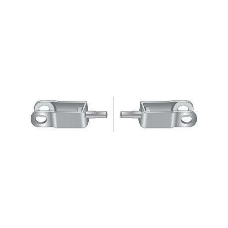 Illustration of the Hitch Cable by Sparex, featuring a pair of identical clevis end metal brackets with circular holes on each end, arranged symmetrically facing outward. The product specifics include a total length of 1658mm (65 9/32'') and a cable length of 1473mm (58 1/32''). This is identified as Sparex Part No.S.57445.