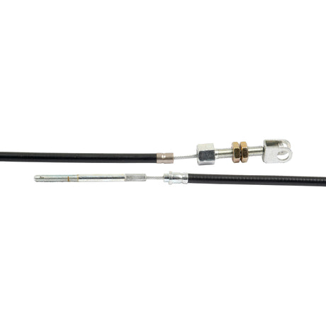 A high-quality Engine Stop Cable measuring 1430mm in length, with an outer cable length of 1306mm, featuring black housing and metal fittings including threaded and bolt components on both ends, displayed against a white background. This Sparex Part No. S.57466 is compatible with David Brown tractors and available through Sparex.