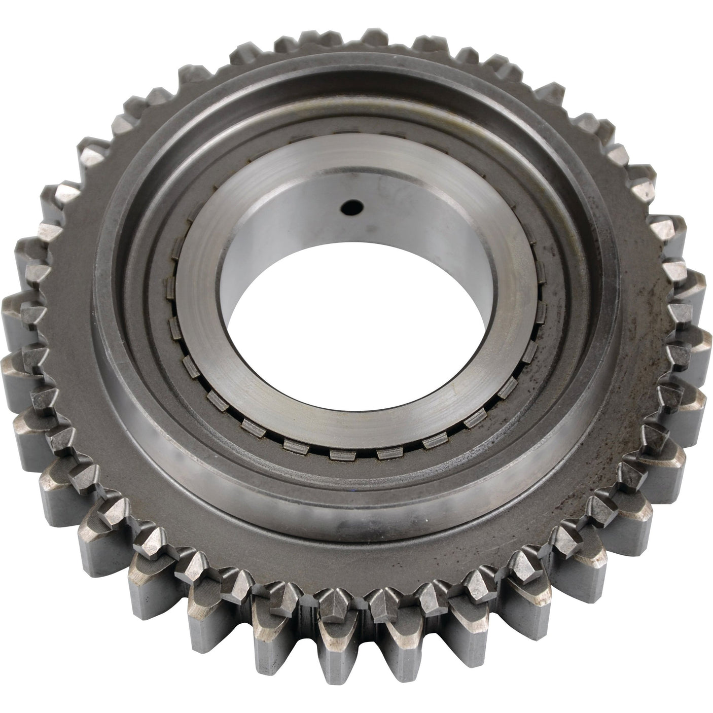 Image of the Sparex Transmission Gear - 3rd & 6th, Sparex Part No. S.57498, featuring teeth around its circumference and a central hole, commonly used in tractor parts.