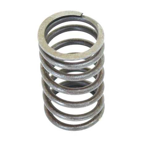 A close-up of the Sparex Valve Spring - Inner (Product No. S.57502) standing upright, showcasing its helical shape and gray metallic texture against a white background.