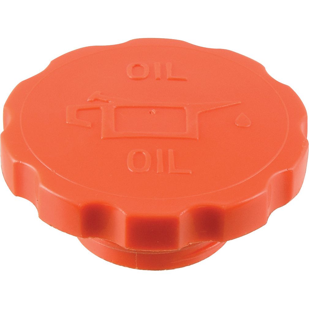 A red plastic oil cap with the word "OIL" and an icon of an oil can embossed on it, designed specifically as the Sparex Engine Oil Cap (Sparex Part No. S.57568) for David Brown or Case IH machinery.