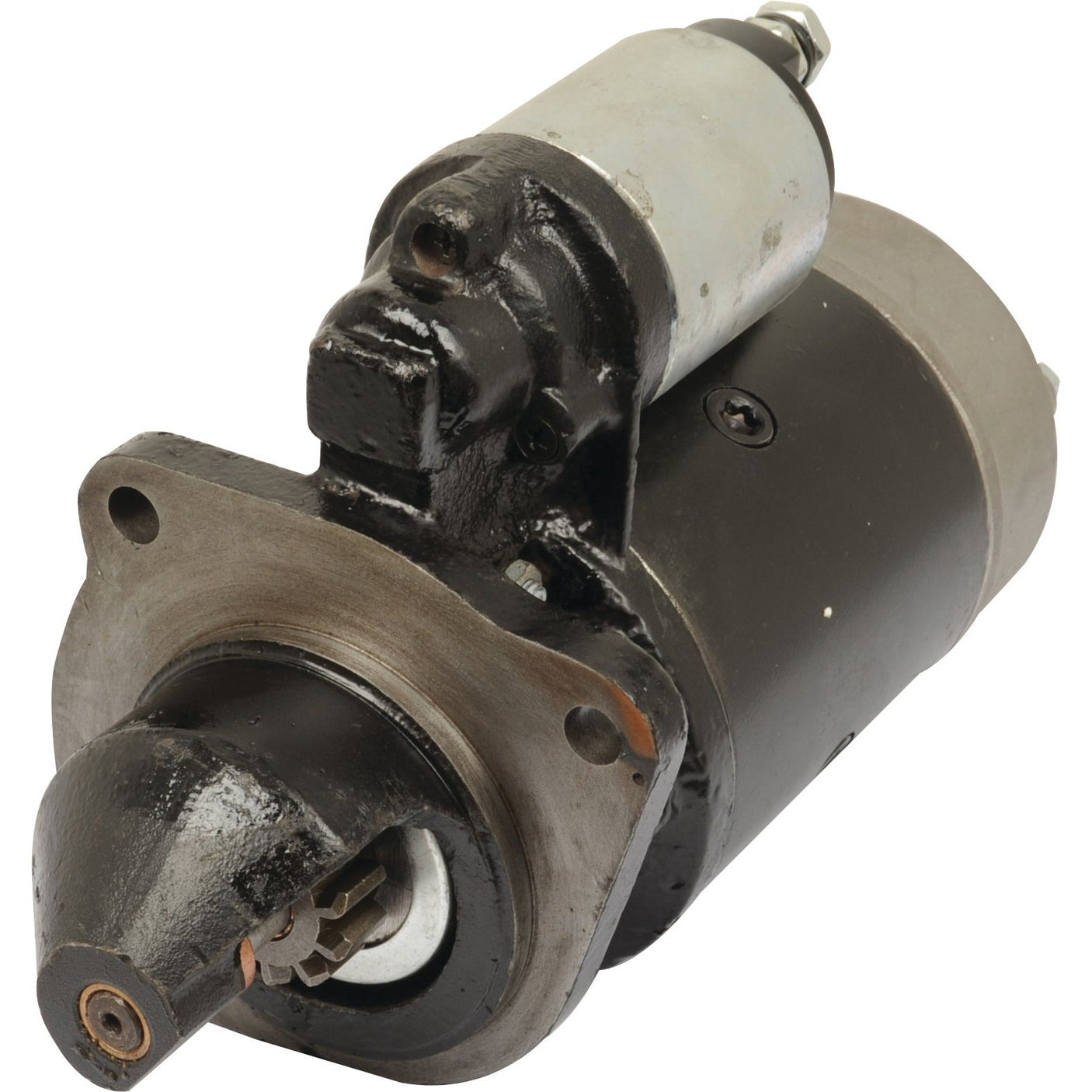 A high-quality image of the Sparex 12V, 2.8Kw starter motor component (Sparex Part No. S.57574) in black and silver, typically used in automotive applications to initiate engine combustion.