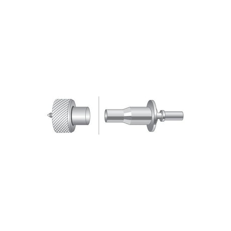 Illustration of two metal connector components aligned side by side, featuring a threaded cap on the left and a cylindrical piece with a ridged middle section on the right, reminiscent of parts from Sparex machinery, such as the Drive Cable (Sparex Part No.S.57601) which has a length of 1439mm and an outer cable length of 1400mm.