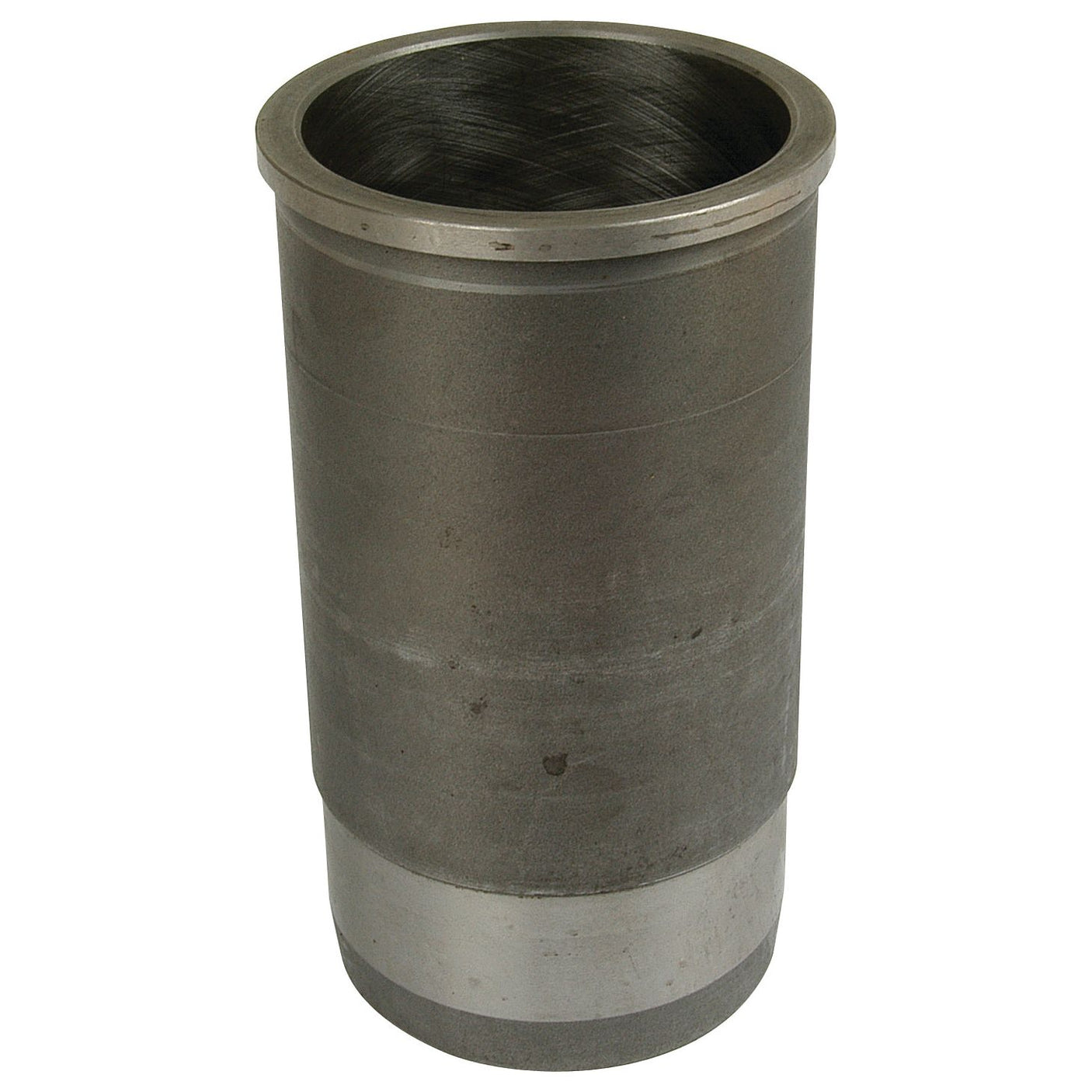 The Sparex Piston Liner (Finished), part number S.57618, is a cylindrical metal component featuring a hollow center, textured surface, and smooth bottom edge, making it ideal for various Case IH applications.