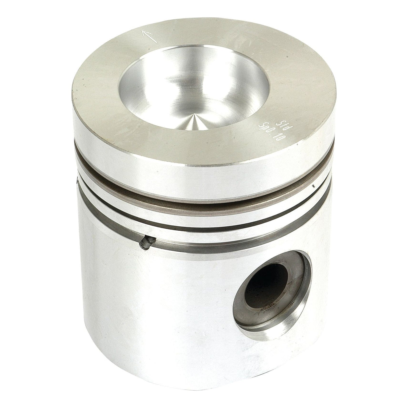 The Piston (Standard) - S.57624 from Sparex is a cylindrical metal piston with grooved rings and a hollow center hole, featuring precise bore diameter and piston length, commonly used in internal combustion engines.