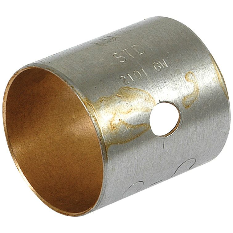 Small End Bush - ID: 27.5mm (Sparex Part No.S.57675) from Sparex, cylindrical with an inner copper lining and a single hole on the side, showing signs of wear—reliable quality like that of Case IH equipment.