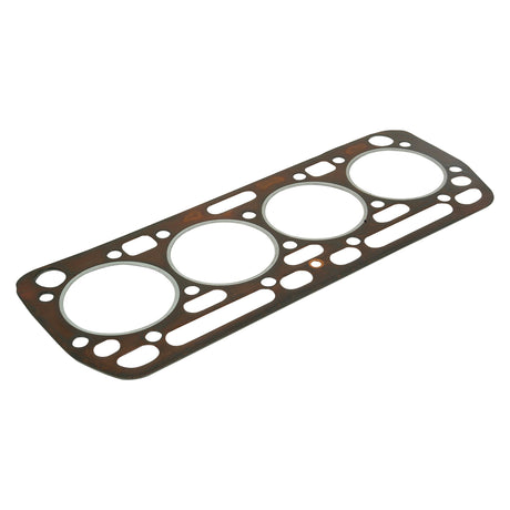 A close-up image of a Sparex Head Gasket - 4 Cyl. (BC144, BD144, BD154), featuring four circular openings and multiple smaller holes, used in automotive engines. Model number: S.57681.