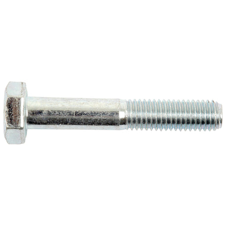 Sparex's Metric Bolt M10x60mm (DIN 931) (Part No. S.5769) is a hexagonal bolt with a partially threaded shank and a shiny zinc-plated surface, offering tensile strength of 8.8.