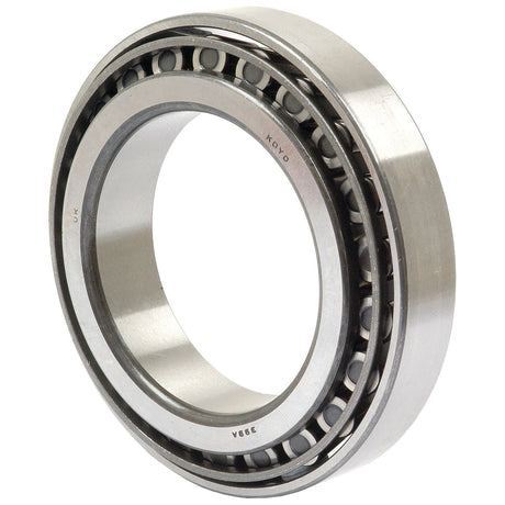 Close-up of a Sparex Taper Roller Bearing (399A/394A) - S.57730 highlighting the tapered roller bearings with clearly visible rollers and inner and outer races. The metallic bearing glistens with a pristine finish.