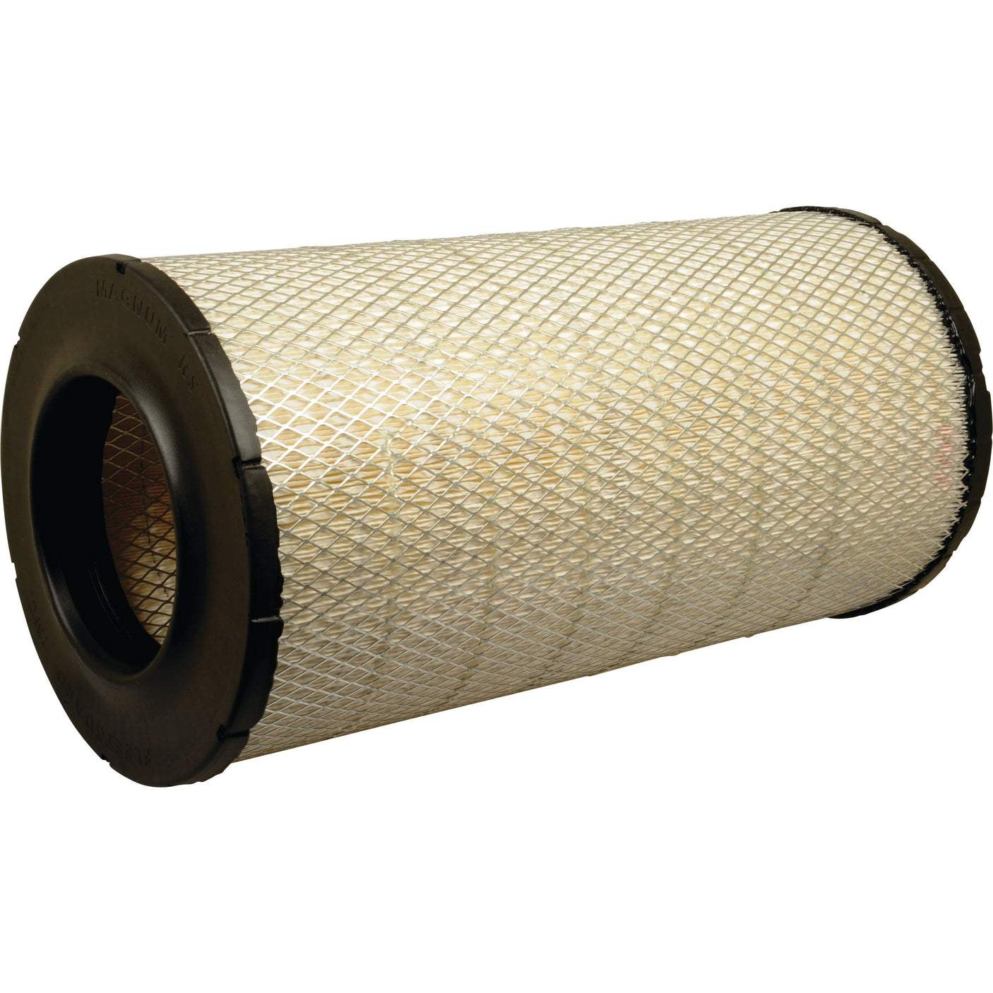 The Sparex Air Filter - Outer - AF25460M (Part No. S.57732) features a cylindrical design with a black rubber casing on both ends and a yellowish mesh exterior, making it perfect for maintaining your Case IH / International Harvester equipment.