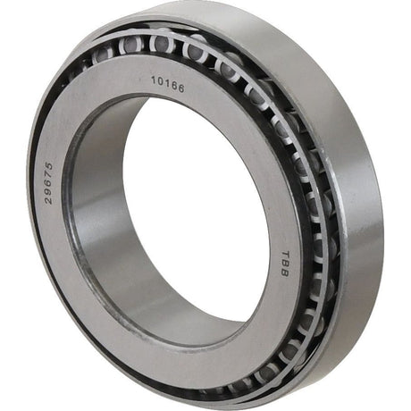 A metal taper roller bearing with visible rollers and an outer ring. The bearing, which appears to be a Sparex Taper Roller Bearing (29675/29620) - S.57735, has engraved numbers "28975" and "10166" along with the letters "TBB.