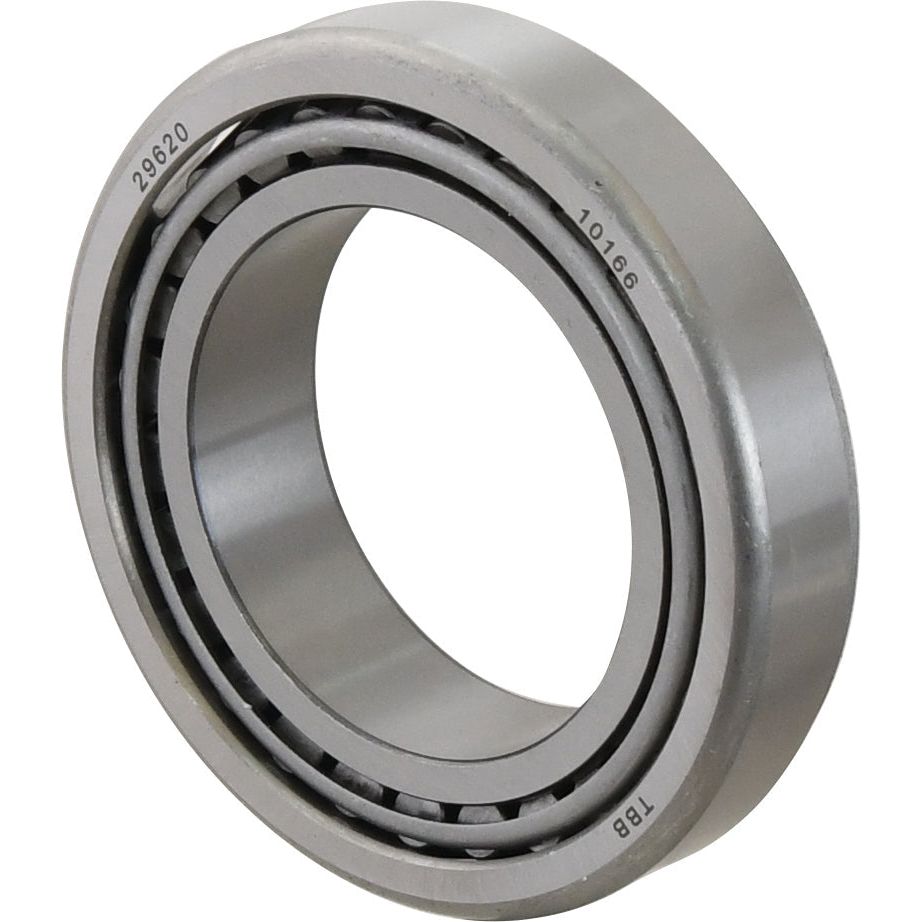 Close-up of a single cylindrical Sparex Taper Roller Bearing (29675/29620) - S.57735 with a metallic finish and engraved alphanumeric markings on the outer surface, showcasing its precise metric dimensions.