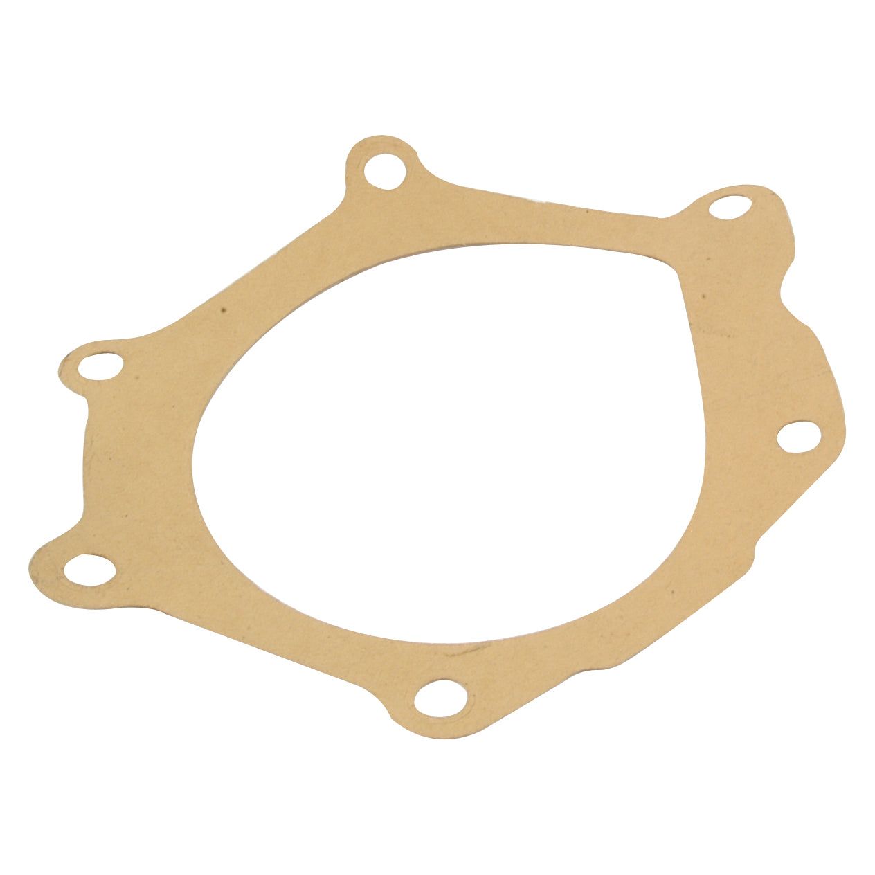 A flat, irregularly shaped gasket with six holes designed for use in mechanical assemblies, compatible with Case IH and David Brown 1490 machinery, available as part of the Sparex Water Pump Assembly (Supplied with Pulley), Sparex Part No. S.57760.