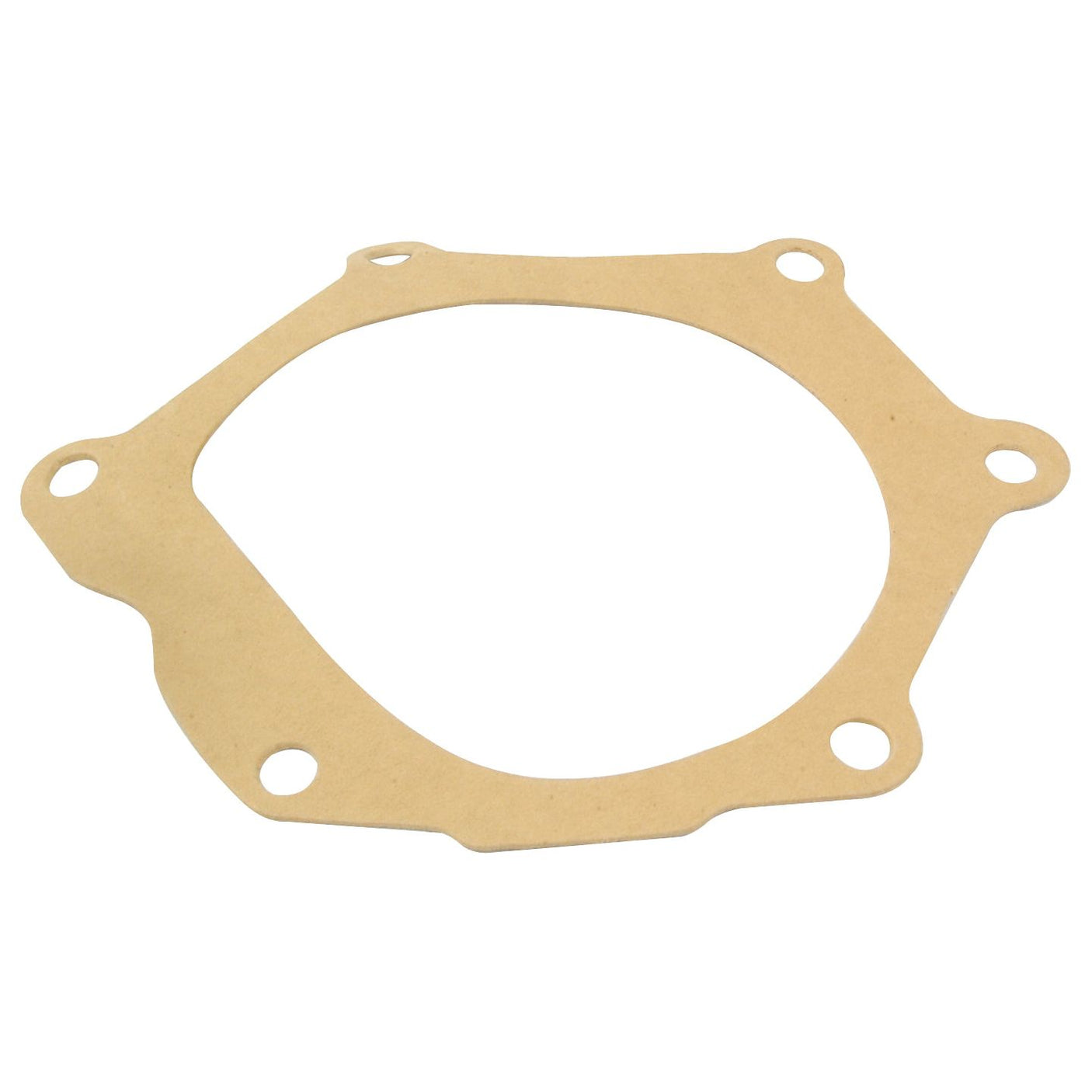 A brown paper engine gasket with an irregular circular shape, multiple mounting holes, and compatibility with the Sparex Water Pump Assembly (Supplied with Pulley) - S.57761.